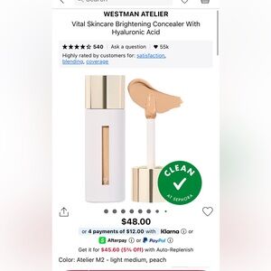 Westman Atelier vital brightening concealer - shade M2 - light medium peach